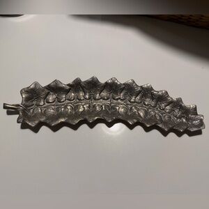 VTG Bruce Fox Ivy Leaf-Shaped Decorative Tray in Aluminum Silver MCM